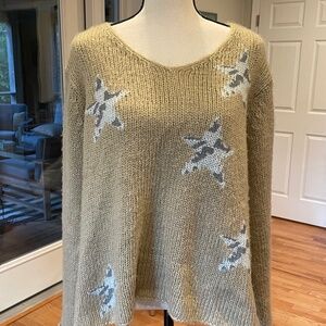 Wooden Ships Star V-Neck  Sweater S/M